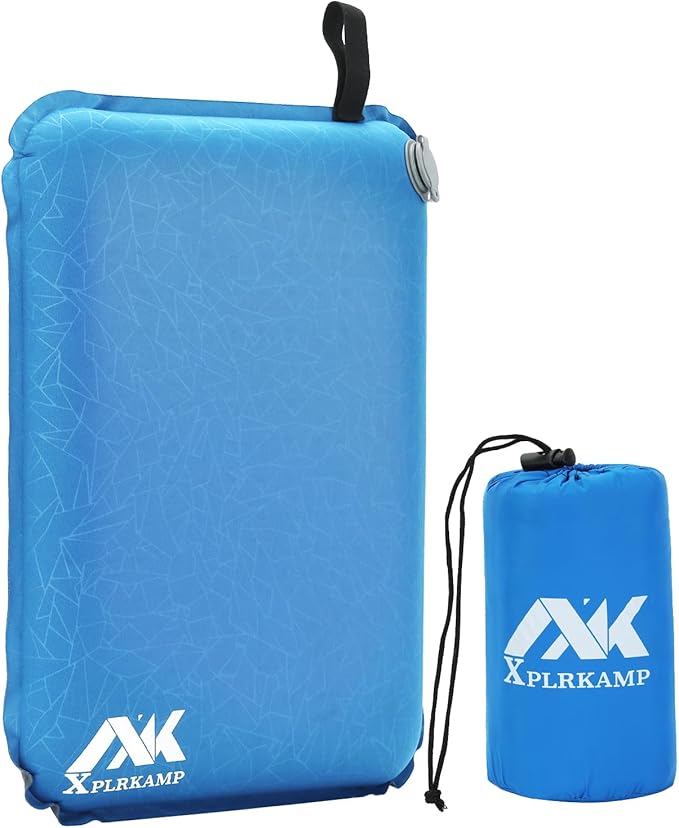 Inflatable Seat Cushion,Self-Inflating Portable Travel Airplane Stadium Seat Cushion for Airplane Long Flight,Compact Lightweight Memory Foam Travel SeatCushion Pad for Bleacher Camping Outdoor Office