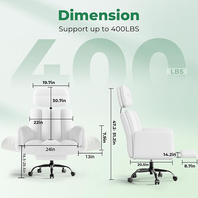 HOMRELEXA Criss Cross Office Chair with Armrests & Wheels, Comfy Velvet Vanity Chair, Ergonomic Executive Gaming Computer Chairs with Foot Rest, Wide Seat Reclining Desk Chair, White