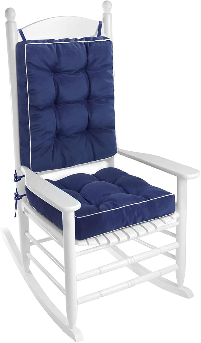 Topotdor Rocking Chair Cushions Indoor, Tufted Rocking Chair Seat Cushion for Patio Furniture, Water Resistant Rocking Chair Pads with Ties for Nursery Balcony Chair, Blue