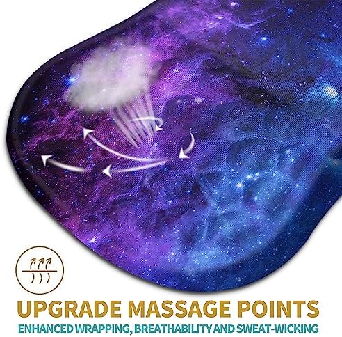 Hokafenle Ergonomic Mouse Pad Wrist Support with Massage Design, Wrist Rest Pain Relief Mousepad with Memory Foam&Non-Slip PU Base, Mouse Pads for Wireless Mouse & Desk (12x8 inch,Galaxy)