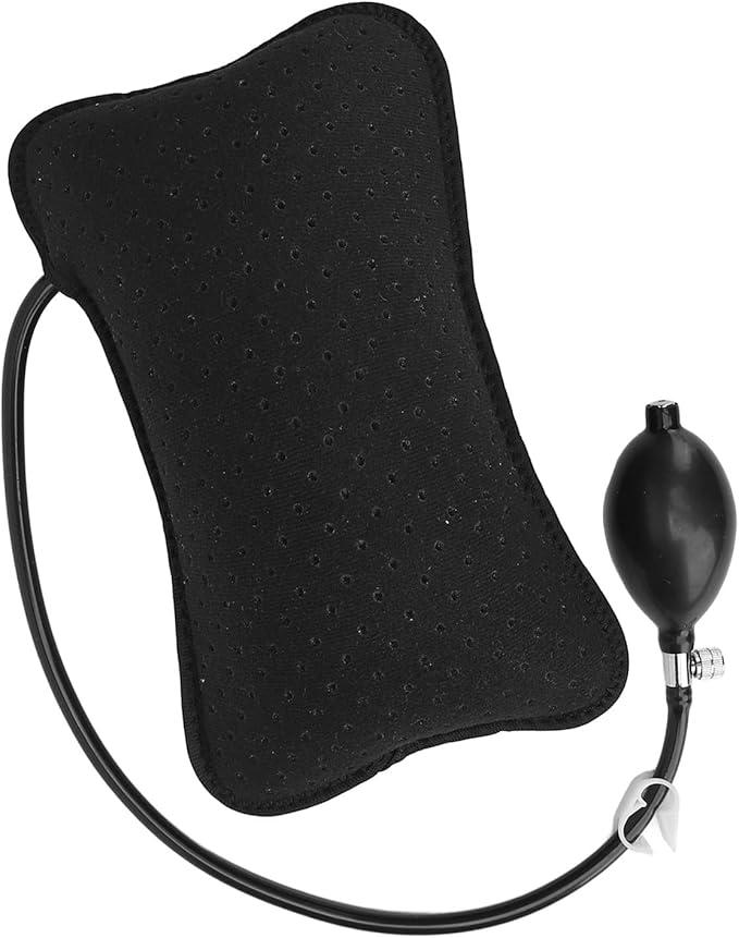 Inflatable Lumbar Pillow, Lumbar Support Pillow Adjustable Lower Back Cushion for Car Office Chair Airplane Travel Black