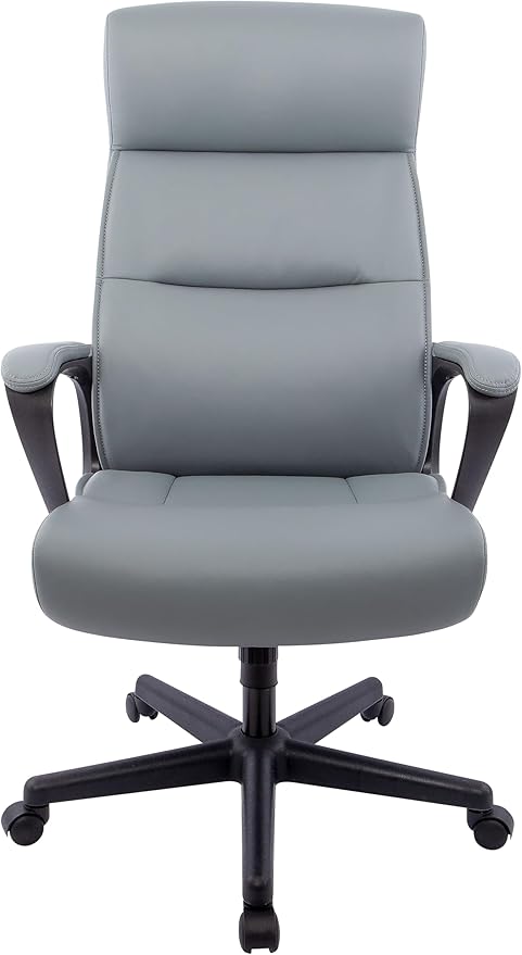 STAPLES Rutherford Ergonomic Manager & Executive Office Chair, High Back Swivel, Adjustable Height, Luxura Faux Leather, Gray