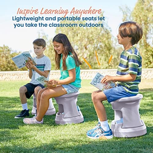 ECR4Kids Active Storage Wobble Stool, 15in Seat Height, Childrens Furniture, Light Grey