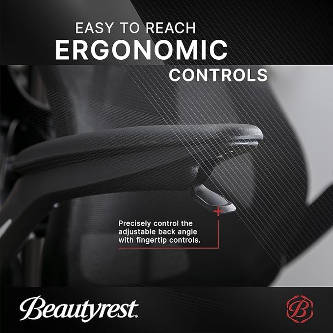 Living Style Beauty Rest ErgoMax Ergonomic Mesh Swivel Task Chair, Black