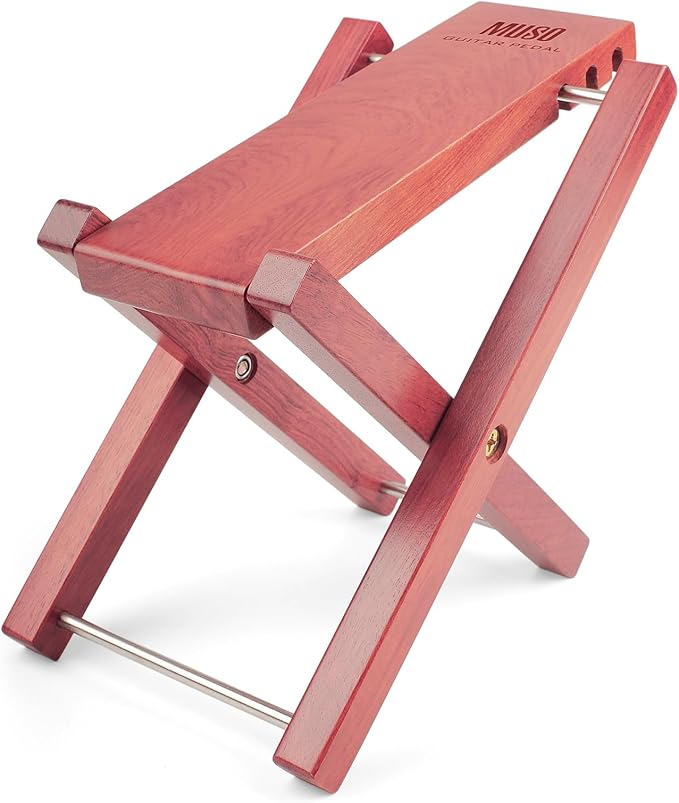 MUSO Guitar Footrest Stool, Folded Wooden Pedal, 3 Level Adjustable,Suitable for Classical Acoustic Guitar,Ergonomic & Durable (Bubinga)