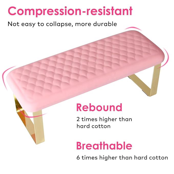 Arm Rest for Nails Tech, BORNBYME Update PU Leather Fish Pattern Hand Nail Foot Stand Rest for Manicure & Pedicure,Pink