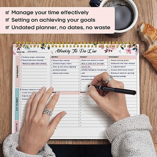 Taja Weekly To Do List Notepad, Undated Weekly Planner Pad, 8.5" x 11"
