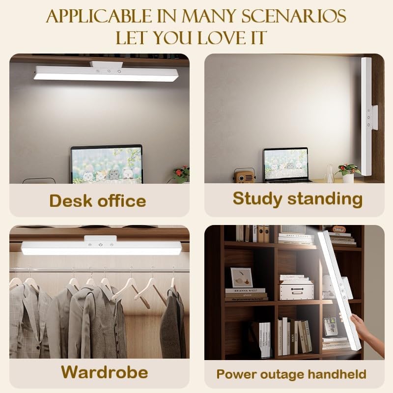 BY-J [2025 Upgraded Version Eye Protection Study Desk Lamp Student Desk Bedside Dressing Table Magnetic Wall-Mounted 42cm Long Cool Light Rechargeable Student Dormitory Children's Reading Light