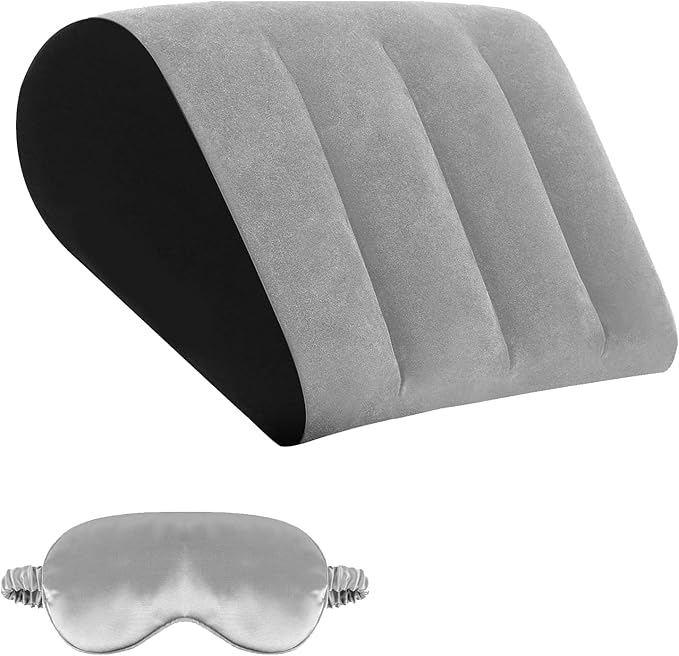 Inflatable Bed Wedge Pillow for Sleeping - Inflatable Wedge Pillow with Silk Eye Mask Set for Traveling,Leg Elevation,Back Support,Body Positioners,Lumbar Cushion for Post-Surgery Recovery,Camping Use