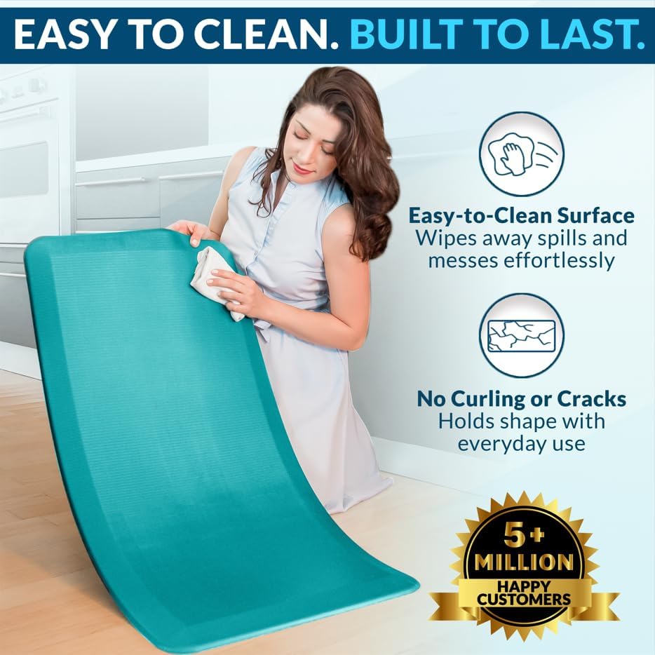 ComfiLife Anti Fatigue Floor Mat – 3/4 Inch Thick Perfect Kitchen Mat, Standing Desk Mat – Comfort at Home, Office, Garage – Durable – Stain Resistant – Non-Slip Bottom (24" x 70", Teal)