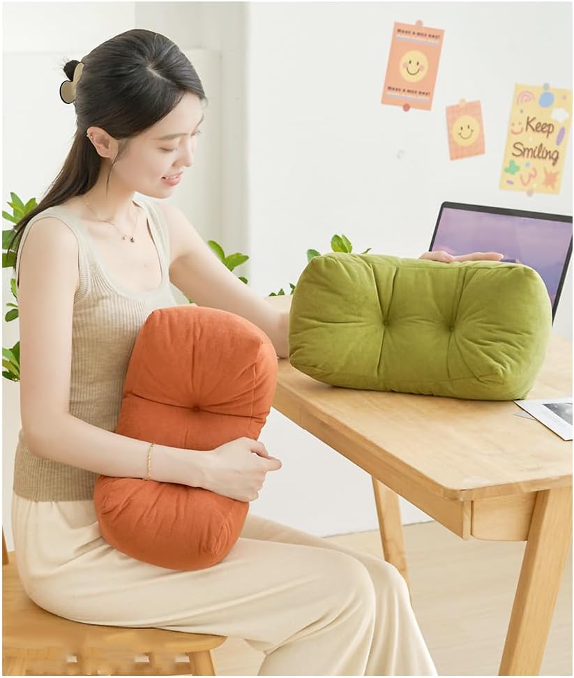 Be&xn Soft Lumbar Support Pillow for Office Chair & Car, Corduroy Back Support Pillow for Lower Back Pain Relief, Ergonomic Design Back Cushion for Sleeping and Resting (Orange)