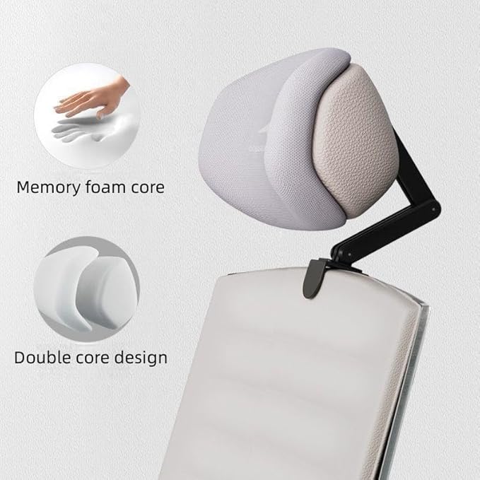 Upgraded Version Memory Foam Headrest Attachment for Office Chair, Attachable Chair Head Rest, Desk Chair Neck Support, Elastic Sponge Head Pillow Adjustable Height and Angle (Upgraded Version(Gray))