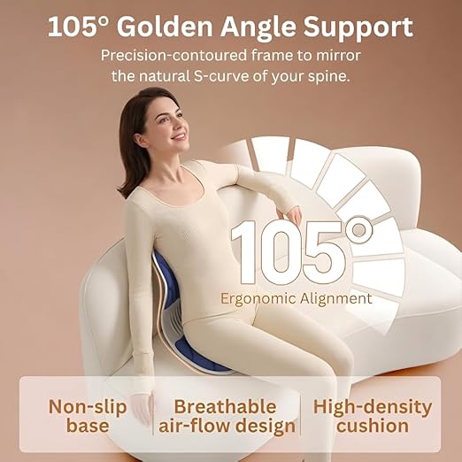 Ergonomic Lumbar Support Cushion for Back Support & Pain Relief | 6-Zone Pressure Distribution Posture Corrector for Office Chair, Car Seat, Desk, etc. | Great Mother’s Day Gift (Navy Blue)