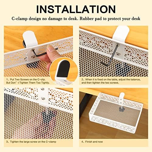 Under Desk Drawer, Clamp on Desk Organizer Under Table Hanging Desk Storage