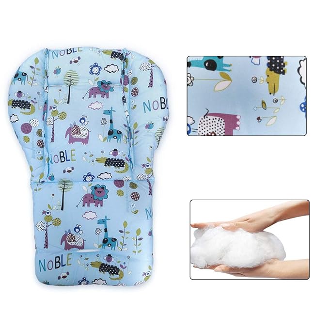 twoworld High Chair Cushion, Large Thickening Baby High Chair Seat Cushion Liner Mat Pad Cover Breathable (Blue Animal)