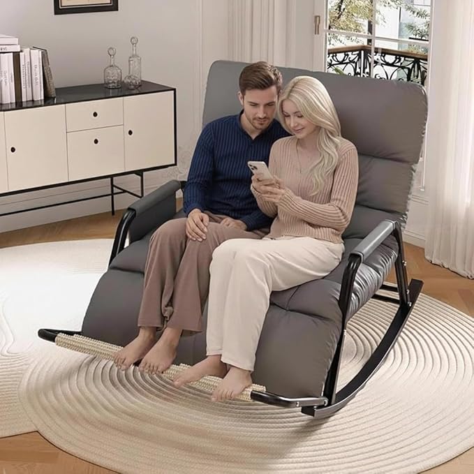 Outdoor Recliner Chair-Winter/Summer Dual Use Balcony Chair，180°Adjustable Backrest and Footrest with Removable Padding and Side Pockets for Living Room Balcony Porch Patio