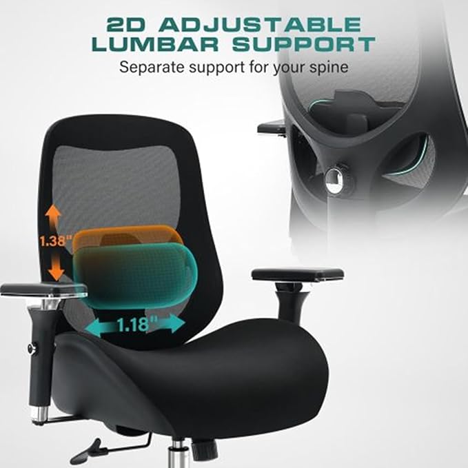 Breathable Mesh Office Chair, Ergonomic Desk with Lumbar Support, Adjustable Armrests, 360掳 Swivel Rolling Computer for Home, Cool Comfort All Day