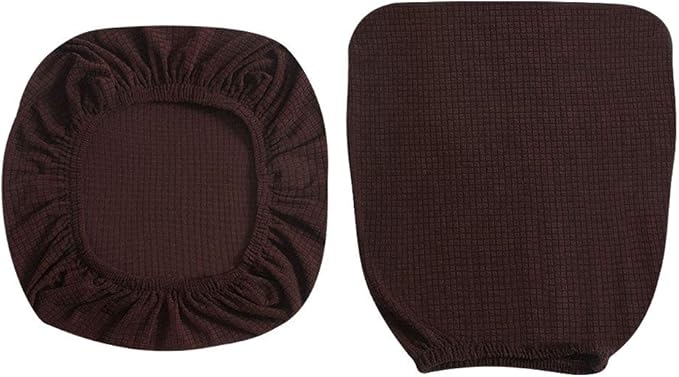 FORCHEER Desk Chair Back and Seat Cover 2 Pieces Brown Jacquard Stretch Split Office Chair Covers Water Resistant Washable