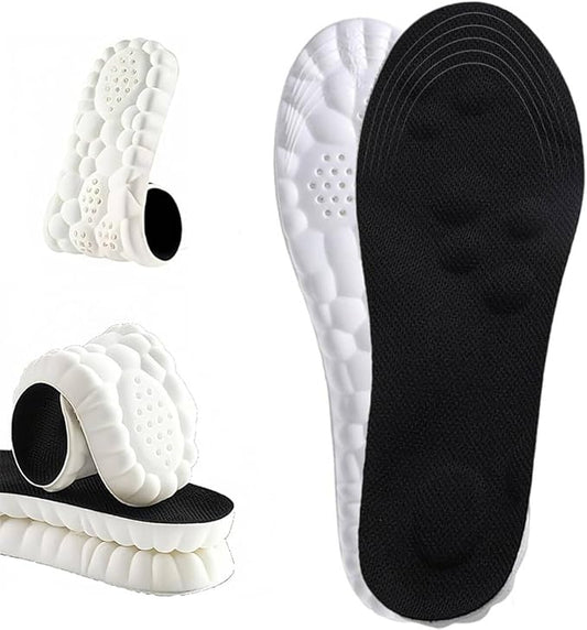 4D Cloud Insoles for Men Women, Breathable Memory Foam Cloud Massage Insoles, Enhanced Arch Support & Cushioned Comfort,Relief Foot Pain,Fits All Shoe Types(1 Pairs-Black, Men 9-10/Women 11-12)