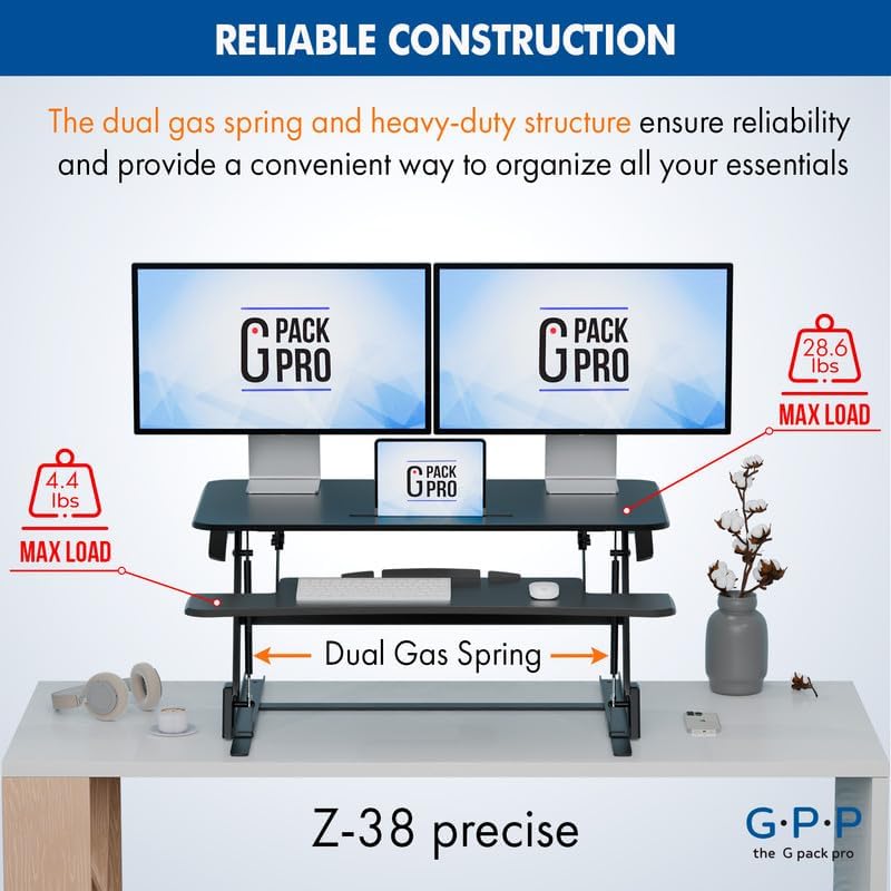 38 Inch Standing Desk Converter, Adjustable Height