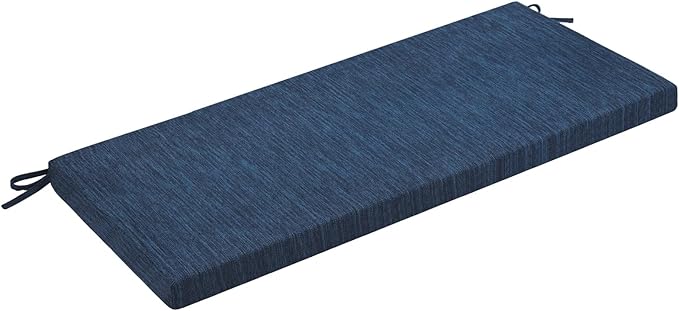 baibu 48 Inch Classic Solid Color Bench Cushion with Ties, Non-Slip Indoor Rectangle Bench Seat Cushion Standard Size Foam Pad with Machine Washable Cover (Dark Blue, 48x16x1.5 Inch)