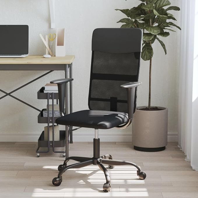 Ergonomic Office Chair with Breathable Mesh Back, Adjustable Height Desk Chair with Swivel Wheels, Comfortable Computer Chair for Home Office, Black