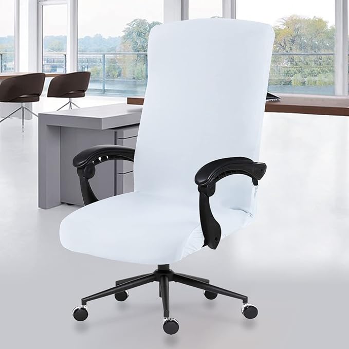 Elastic Computer Chair Cover with Durable Zipper - Protective Removable Washable Universal Office Desk Chair Seat Slip Cover - Stretchy Soft Anti-dust Desk Chair Seat Protector for Dogs, Cats, Pets
