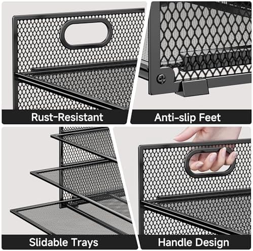 6-Tier Paper Organizer for Desk with Handle
