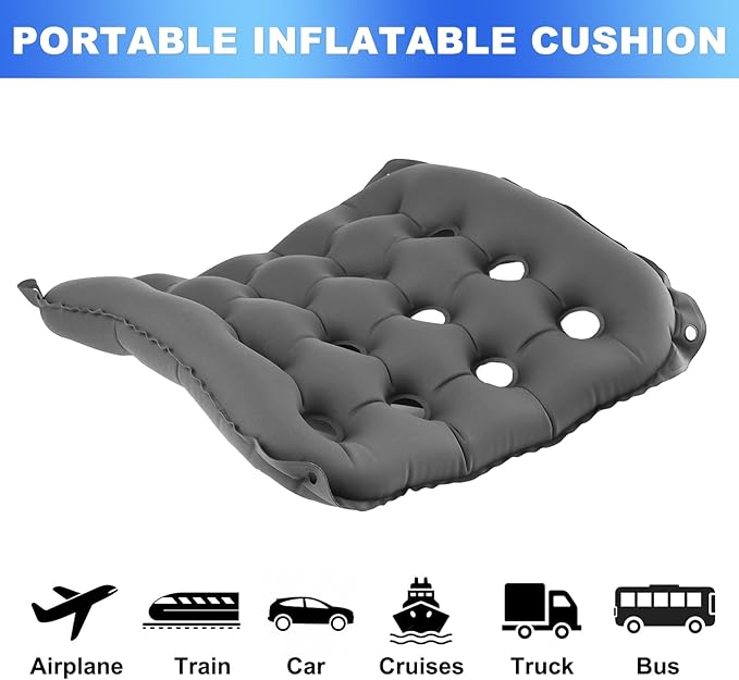 2-Pack Inflatable Waffle Cushion for Pressure Relief, Wheelchair Cushion for Pressure Redistribution, Portable Air Seat Cushions for Office Chair Car Seat, Breathable Seat Pad, Includes 1 Air Pumps