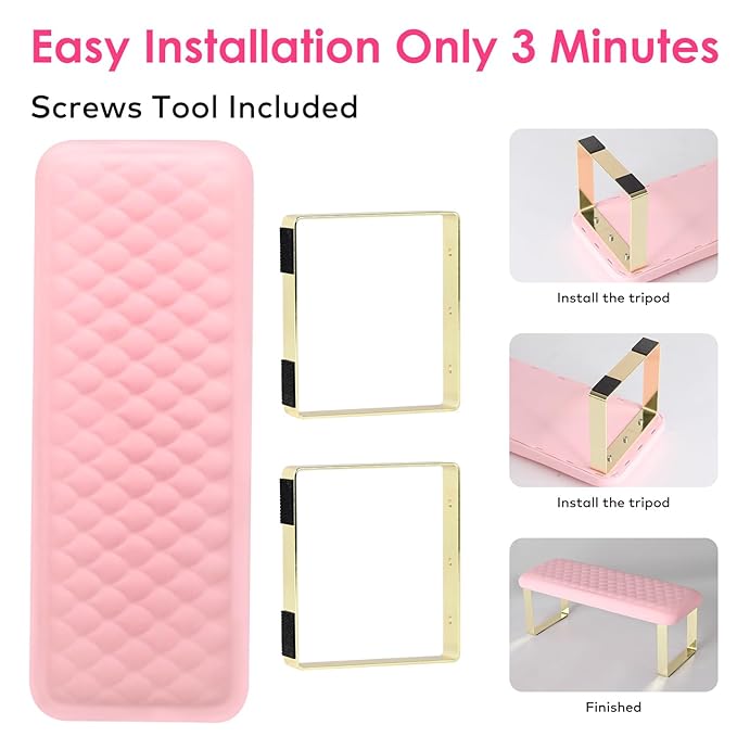 Arm Rest for Nails Tech, BORNBYME Update PU Leather Fish Pattern Hand Nail Foot Stand Rest for Manicure & Pedicure,Pink