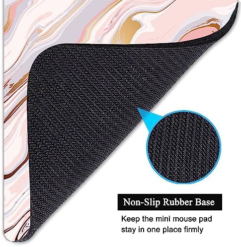 Small Mouse Pad, Mini Mouse Pad 6 X 8 Inch with Non-Slip Rubber Base for Keyboard Tray Laptops Wireless Mouse Home Office Travel, Washable & Portable (Pink Fantasy Gilt Marble)