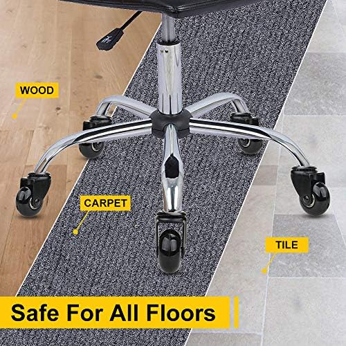 Caster Wheels 2'', Heavy Duty Soft PU Wheels with Threaded Stem 3/8''-16x1(Not Metric M10), Quiet and Smooth Rolling, Safe for Hardwood Tile Carpet Floors, Set of 5