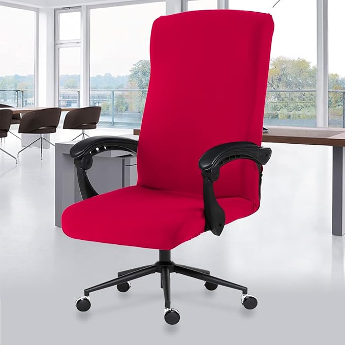 Elastic Computer Chair Cover with Durable Zipper - Protective Removable Washable Universal Office Desk Chair Seat Slip Cover - Stretchy Soft Anti-dust Desk Chair Seat Protector for Dogs, Cats, Pets