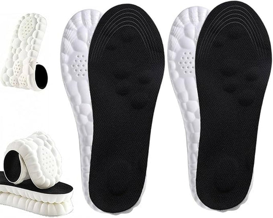 4D Cloud Insoles for Men Women, Breathable Memory Foam Cloud Massage Insoles, Enhanced Arch Support & Cushioned Comfort,Relief Foot Pain,Fits All Shoe Types(2 Pairs-Black, Men 11-12/Women 13-14) 1.12