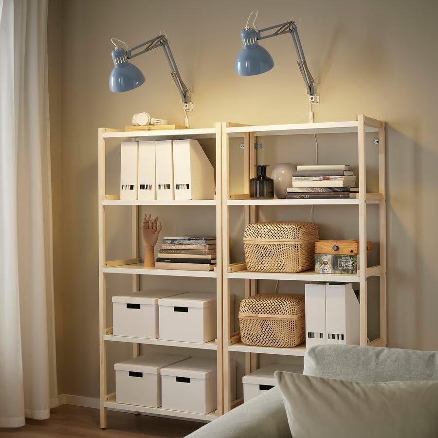 Adjustable Swing Arm Desk Lamp, Light Blue Steel, 7 Inch Shade, LED Compatible, with Clamp Mount, 4.9 Ft Cord (Light Blue)