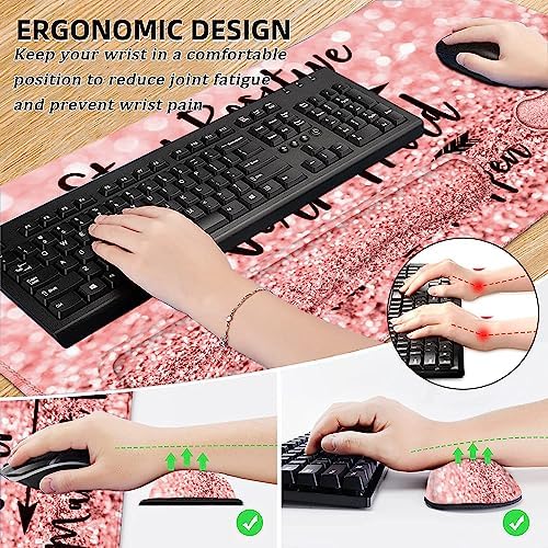 Lateefah Mouse Pad with Wrist Rest, Desk Mat + Keyboard Wrist Rest Set, Desk Pad for Keyboard and Mouse, 4-in-1 Large Mouse Pad with Wrist Support for Office, Home