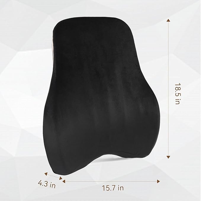 1Pcs Black Lumbar Support Pillow Multi-Functional Back Cushion For Car,Office Chair, Or Gaming Chair Use,100% Memory Foam Back Cushion For Lower Back Pain,Breathable Micro-Channel Design-Ergonomic.