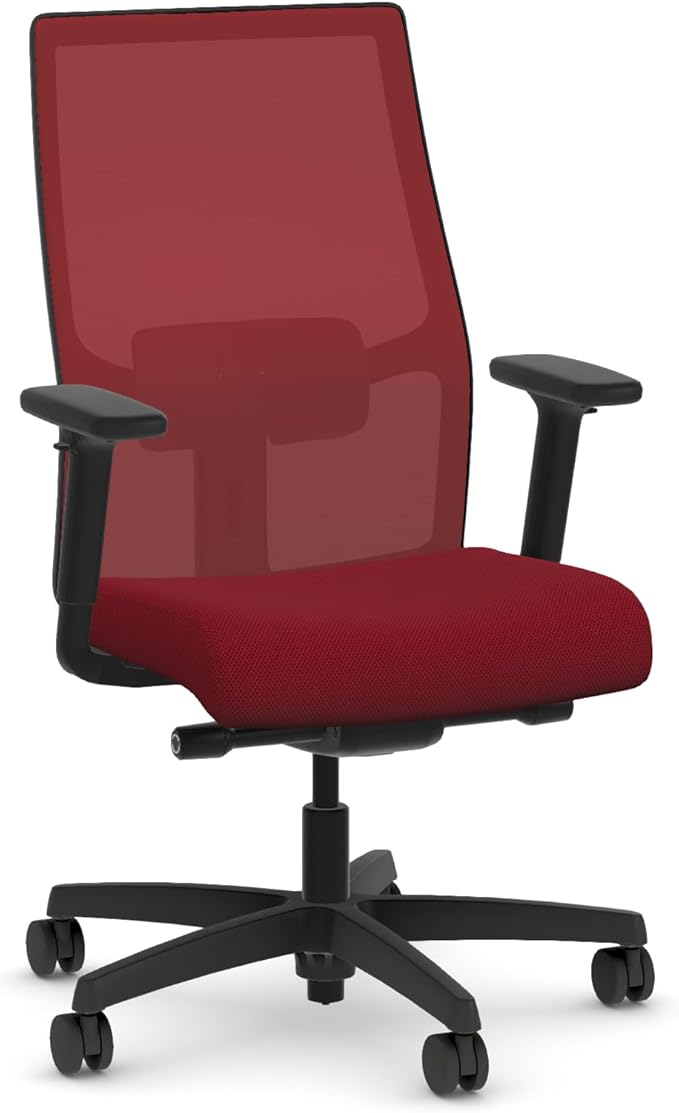 HON Ignition 2.0 Mid Back Task Chair, Spectrum Mesh, Advanced Synchro-Tilt Control, Office Chair with Lumbar Support, Height and Width Adjustable Arms, Black Frame, Bullseye