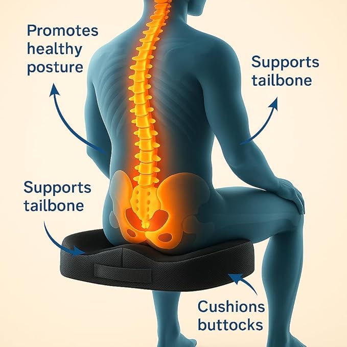 Premium Orthopedic Seat Cushion for Back Pain and Sciatica Relief (2)