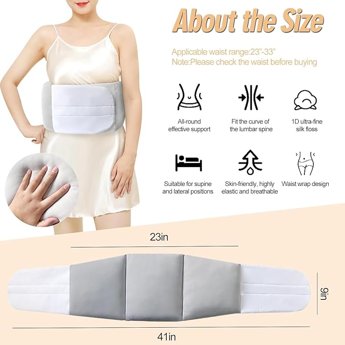 Lumbar Support Pillow for Office Chair & Sleeping, Wrap Around Lower Back Pillow with Breathable Ice Silk Cotton, Provides Comfortable Lower Back Support for Side/Back/Stomach Sleepers