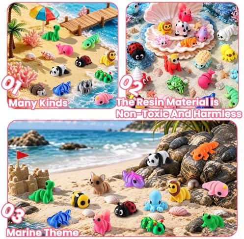 JOICEE 50Pcs 3D Printed Animals Articulated Flexible 3D Printed Fidget Toys