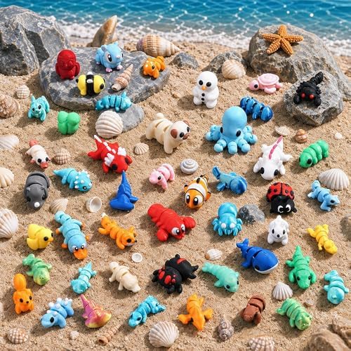 JOICEE 108Pcs Mini 3D Printed Animals Articulated Flexible Fidget Toys