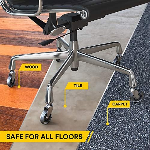 Office Chair Caster Wheels Replacement Set - 3" Heavy Duty Desk Chair Rollers for Hardwood Floors - 650 lbs Load Capacity, 5 Pack (Silver/Clear Wheel)
