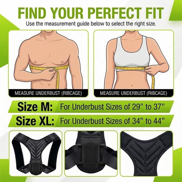 Posture Corrector for Women & Men, Adjustable Back Support Brace with Y-Shape, Lightweight Shoulder Straightener for Sitting, Desk Work & Daily Wear, Helps Improve Slouching & Alignment (Medium)