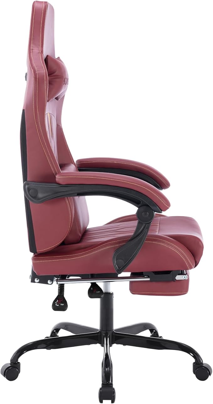 Gaming Chair with Footrest Ergonomic Computer Chair Massage Lumbar Cushion, Racing Video Game Chair Adjustable Rocker Recliner Executive Office Desk Chair Pu Leather for Adults