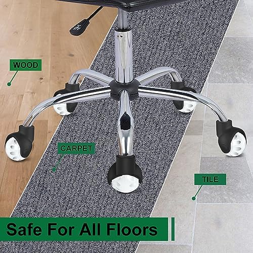 Office Chair Wheels Replacement 2 Inch Rubber Ball Caster Wheels for Wood Floor Carpet Mats, Set of 5, Heavy Duty Desk & Gaming Chair Casters 7/16" (11mm) Grip Ring Stem, Quiet Smooth Rolling (White)