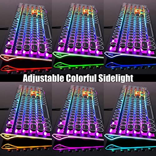 RK ROYAL KLUDGE S108 Typewriter Style Mechanical Gaming Keyboard with RGB Backlit, Wired PC Game Keyboard Full Size with Detachable Wrist Rest and Number Pad, Retro Round Keycaps, Red Switches Black