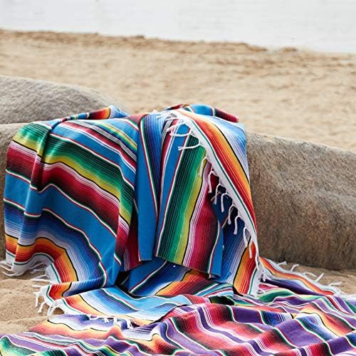 Xplanet 84 X 59 Inch Mexican Serape Blanket Bay Window Blanket, Mexican Tablecloth Serape Tatami Blanket Bed Blanket Table Cover Tapestry Blanket Picnic Mat for Mexican Party Wedding Decorations