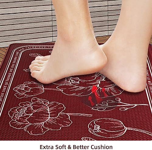Kitchen Floor Mat Set of 2, Anti Fatigue Kitchen Mat 20"x32"+20"x47"