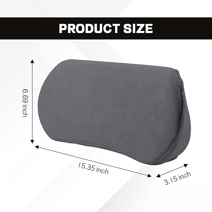 wuyaoyao Lumbar Support Pillow for Car, Memory Foam Auto Seat Lower Back Support Cushion for Back Pain Relief, Ergonomic Comfortable Driving Seat Lumbar Pillow, Universal Car Accessories (Dark Gray)